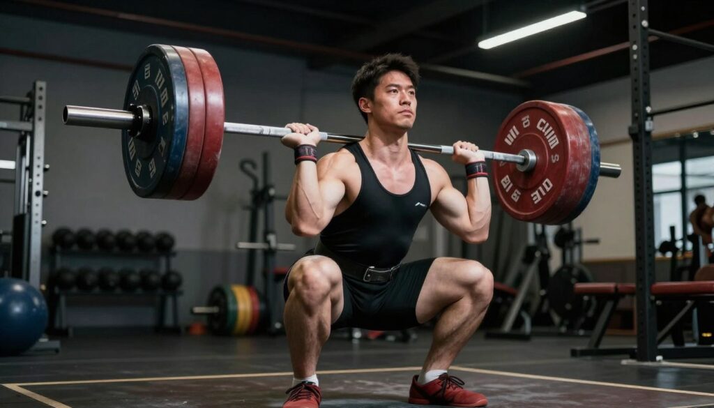 Atleta levantando peso demonstrando força após uso de GHDROL Atleta levantando peso demonstrando força após uso de GHDROL