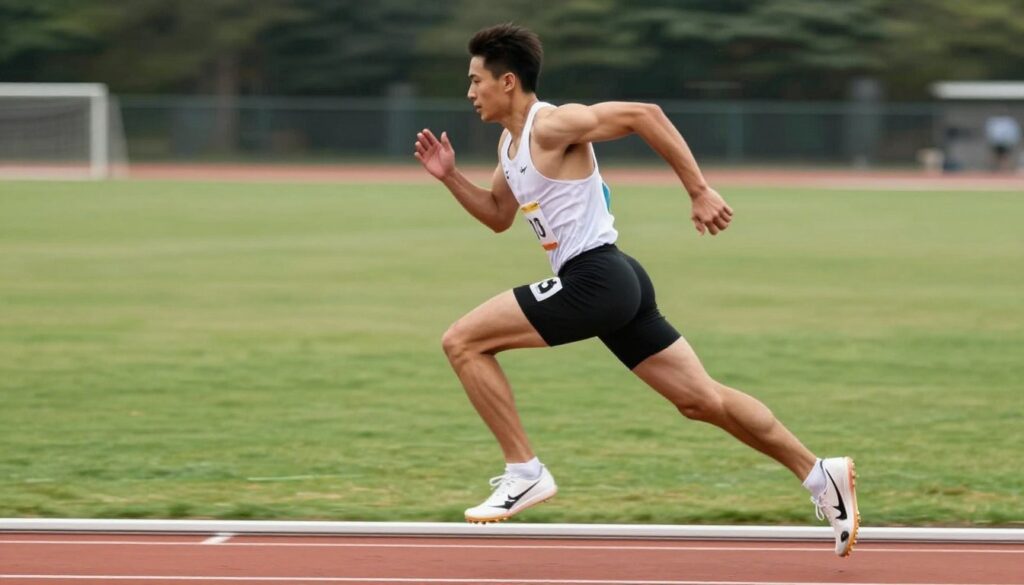 Atleta melhorando desempenho em corrida com preparo físico Atleta melhorando desempenho em corrida com preparo físico