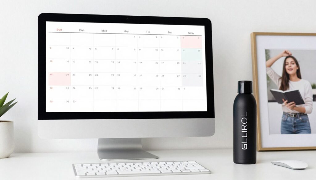 Calendário marcando dias de uso contínuo de suplemento Calendário marcando dias de uso contínuo de suplemento