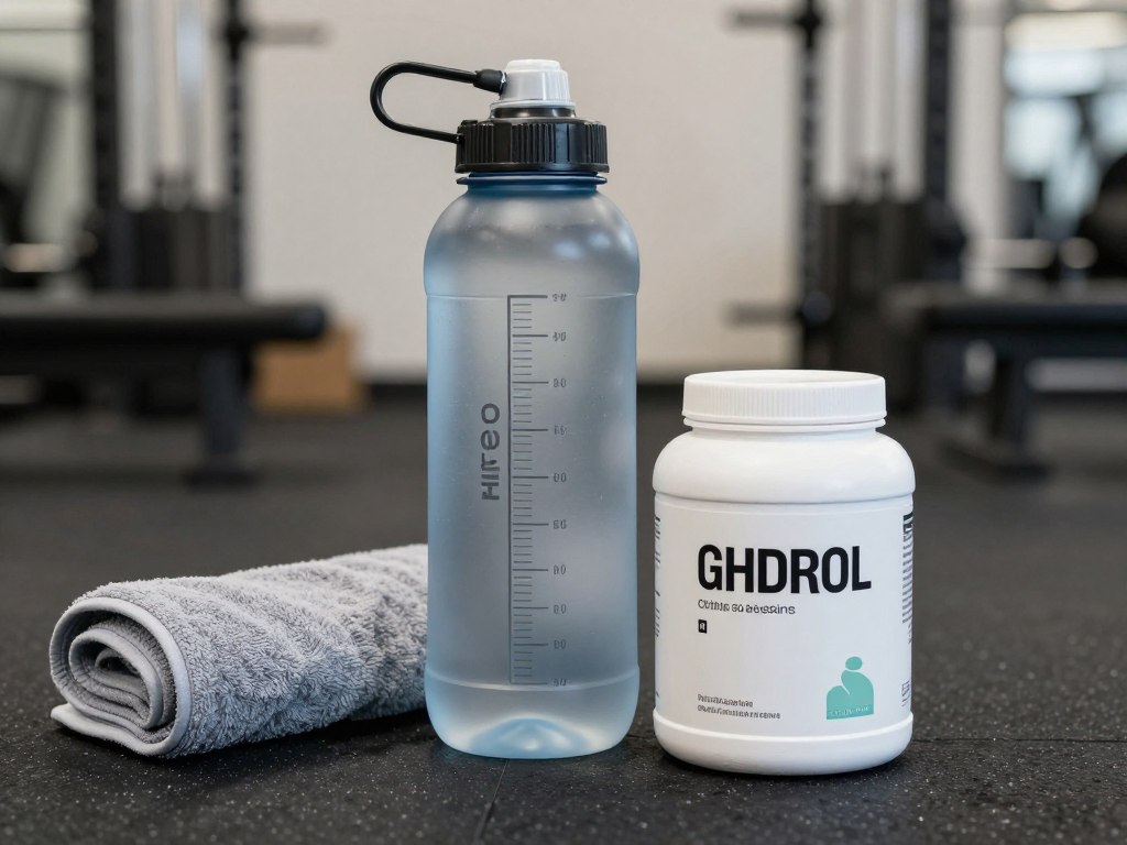 Garrafa de água para hidratação durante uso de suplemento Garrafa de água para hidratação durante uso de suplemento