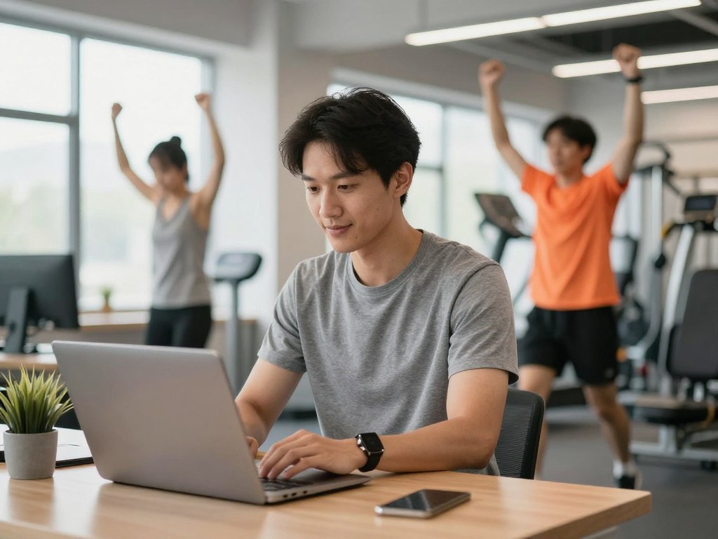 Pessoa ativa e energizada realizando múltiplas tarefas Pessoa ativa e energizada realizando múltiplas tarefas