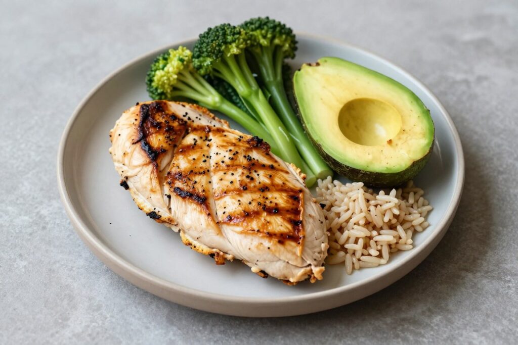 Refeição balanceada para ganho de massa muscular com proteínas Refeição balanceada para ganho de massa muscular com proteínas