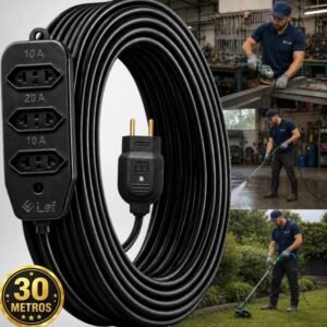 Extensão 30metros Cabo Pp Reforçada Obra Profissional 10A20A Preto Two Lef