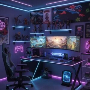 Mesa Gamer Com Led Rgb E Sem Led Setup Gamer Completo 120x60