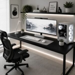 Mesa Para Setup Gamer 150cm Industrial Escritório Pés Aço
