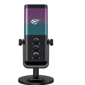 Microfone Gamer USB, Microfone Havit GK65, Microfone Condensador RGB