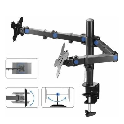 Suporte 2 Monitor Tv Aço Mesa Articulad Vesa Ajuste Promoção
